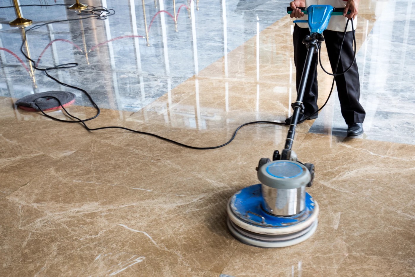 Hardwood floor being refinished